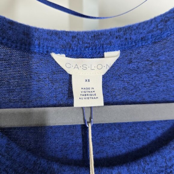 CASLON Blue Long Sleeve Peplum Top Size XS – Soft Knit Adjustable Waist blouse - Picture 12 of 13